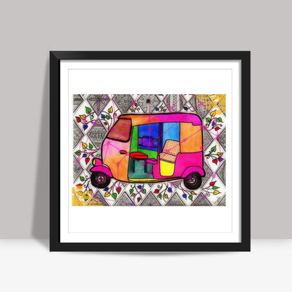 Indian Rickshaw Square art print Square Art Prints