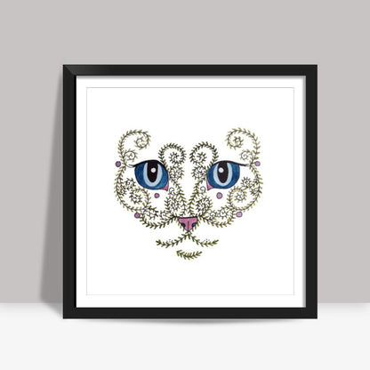 Big Eyes Cat Face Design Square Art Print