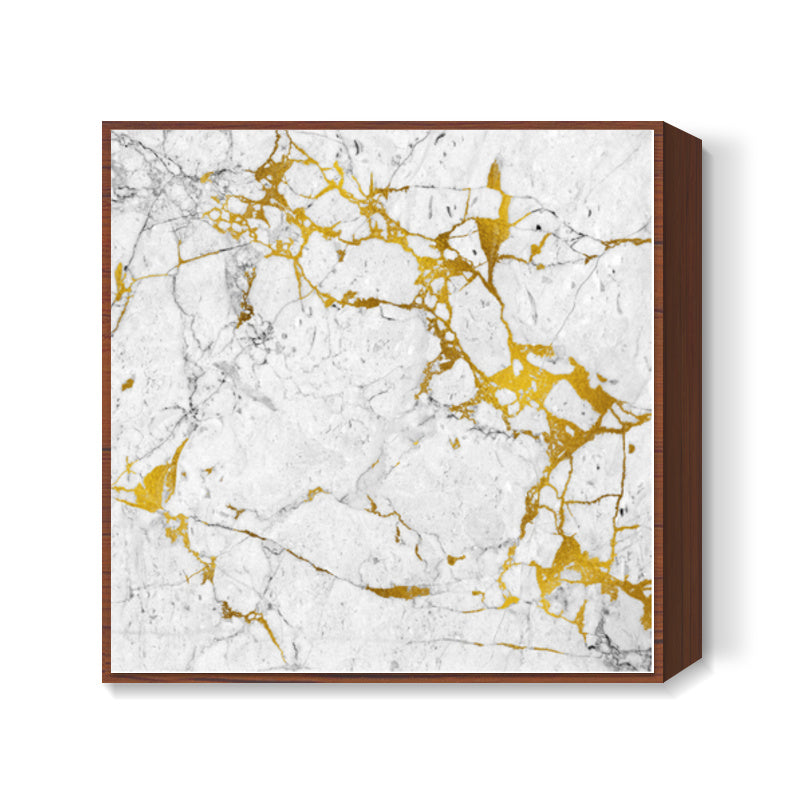 Gold on marble Square Art Prints