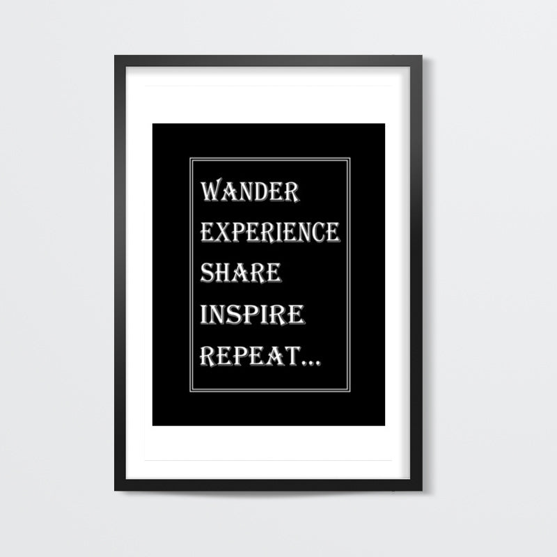 Wander Inspire Repeat Motivational Typography Travel Poster Wall Art