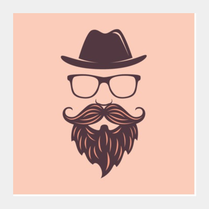 Square Art Prints, Beard Hipster Square Art Prints