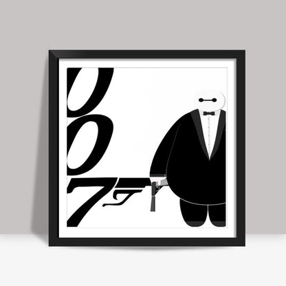 Minimal Baymax James Bond  Square Art Prints