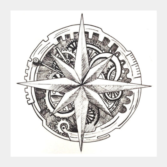 Antique Compass Square Art Prints