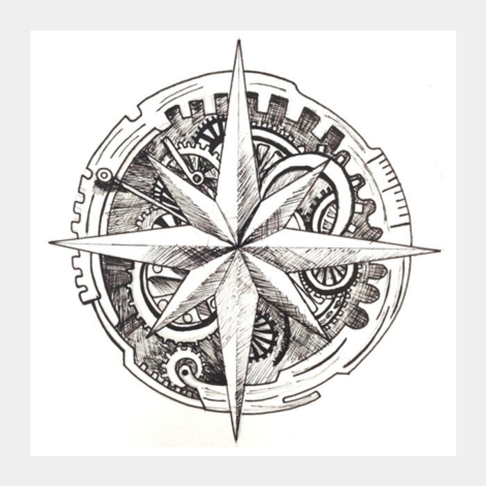 Antique Compass Square Art Prints PosterGully Specials