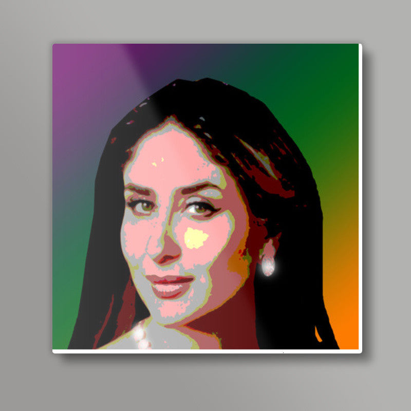 Kareena Kapoor Bollywood Actress Pop Art Portrait Square Art Prints