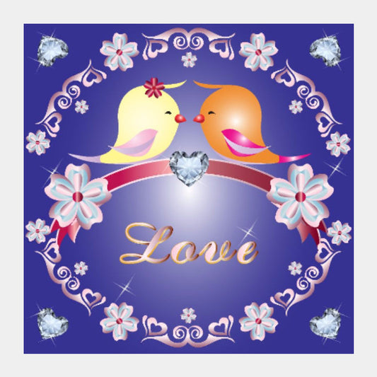 Square Art Prints, Love Birds Square Art Print | Madhumita Mukherjee, - PosterGully