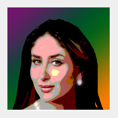 Kareena Kapoor Bollywood Actress Pop Art Portrait Square Art Prints