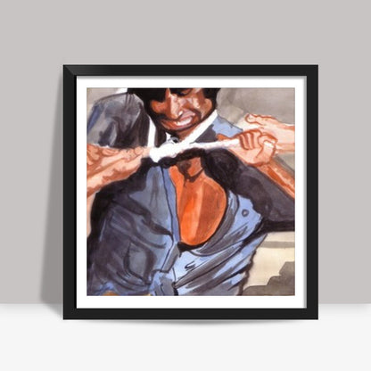 Angry young man Amitabh Bachchan in action Square Art Prints