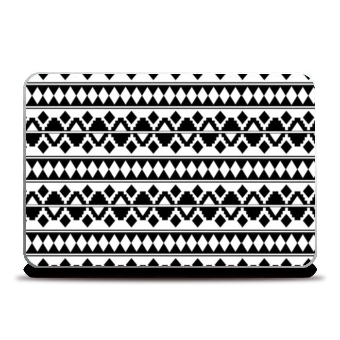 Tribal Black and White Aztec Geometric Pattern Laptop Skins