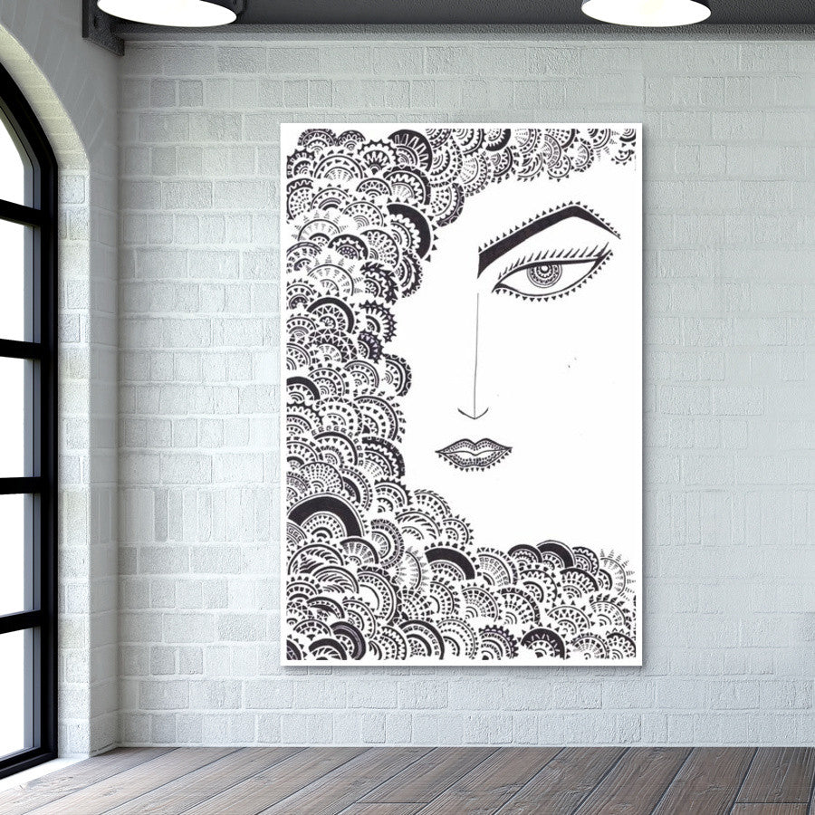 doodle, black and white, geometrics Wall Art