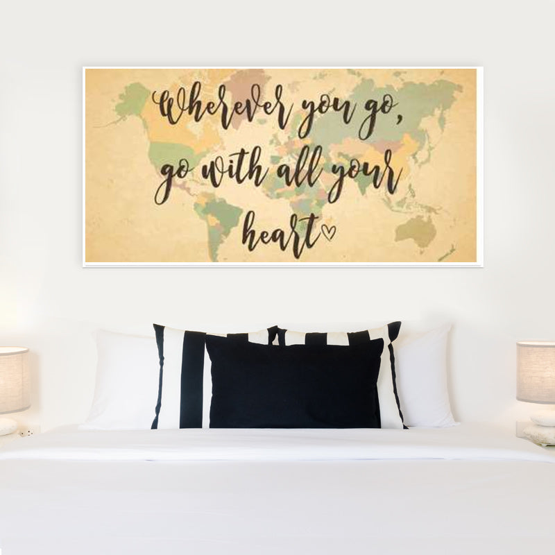 World Map With Text Quotes Door Poster