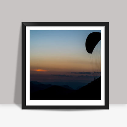 Gliding at dusk Square Art Prints