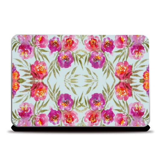 Abstract Watercolor Roses Pretty Floral Pattern Laptop Skins