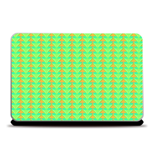 Trippy Triangles | Green orange Laptop Skins