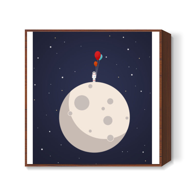 Man on the moon Square Art Prints