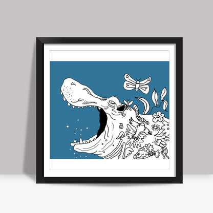 Hippopotamus Doodle Square Art Prints