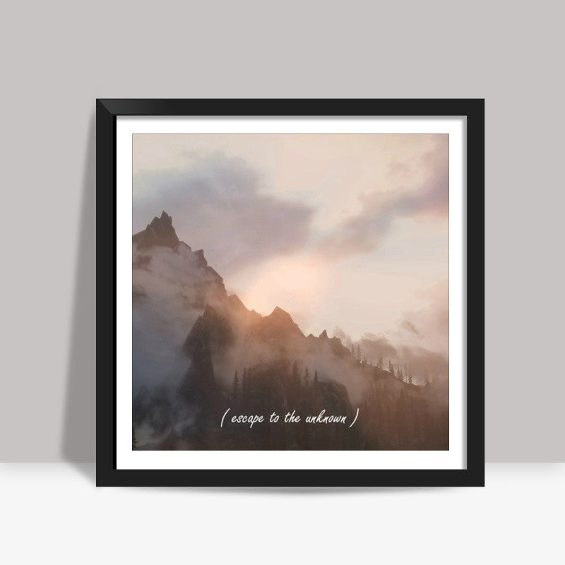 escape to the unknown Square Art Prints