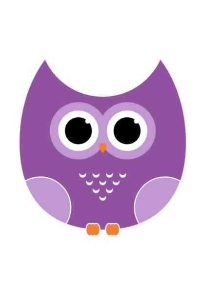 PosterGully Specials, Purple Cute Owl Cartoon Wall Art
