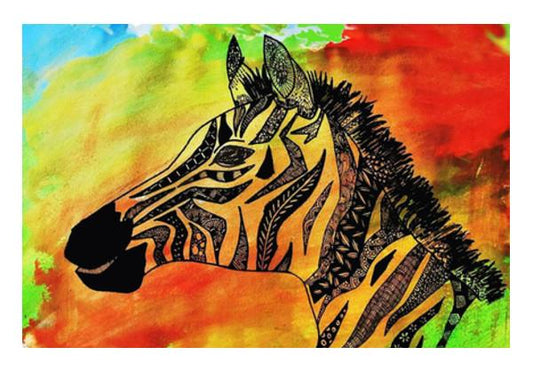 PosterGully Specials, Rainbow Zebra Zentangle Art Wall Art