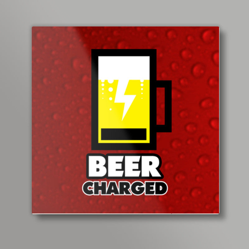 Beer Charged Red Square Art Prints