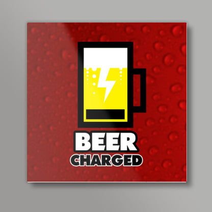 Beer Charged Red Square Art Prints