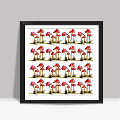 Red Mushrooms Toadstool Fungi Illustration Square Art Prints