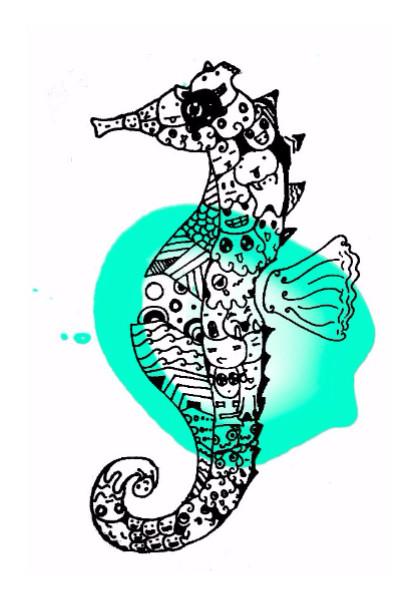 PosterGully Specials, Sea Horse Doodle wall Art