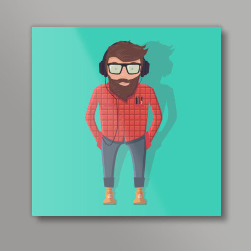 Hipster Guy Square Art Prints