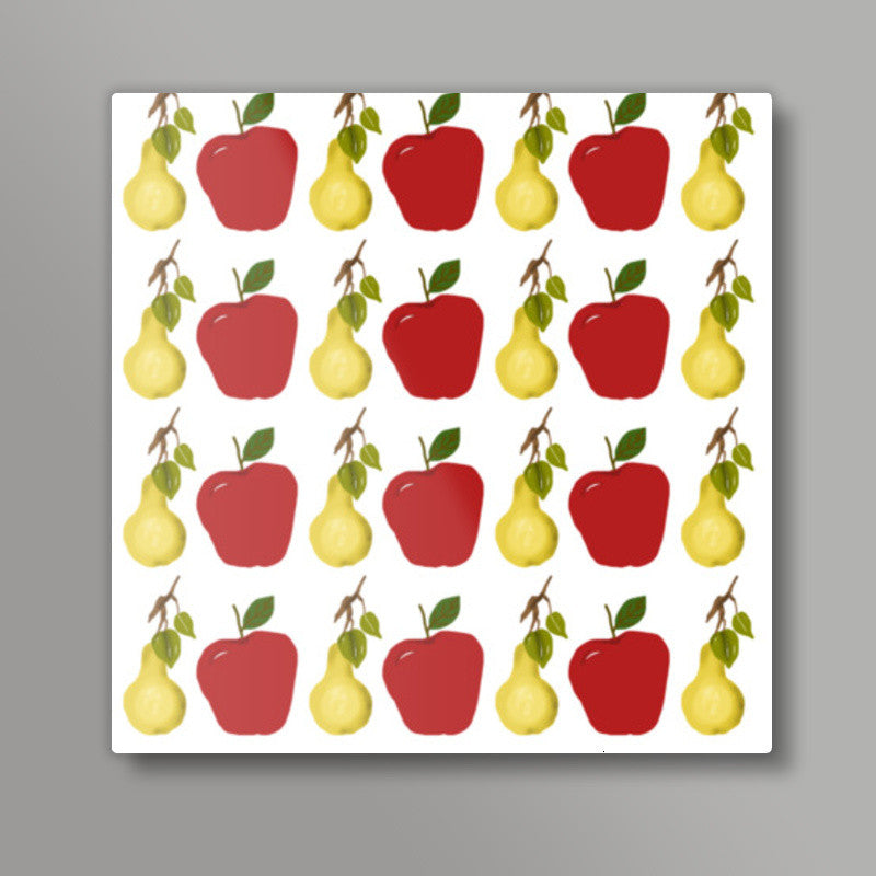 Cool Apple And Pear Fruit Pattern  Square Art Prints