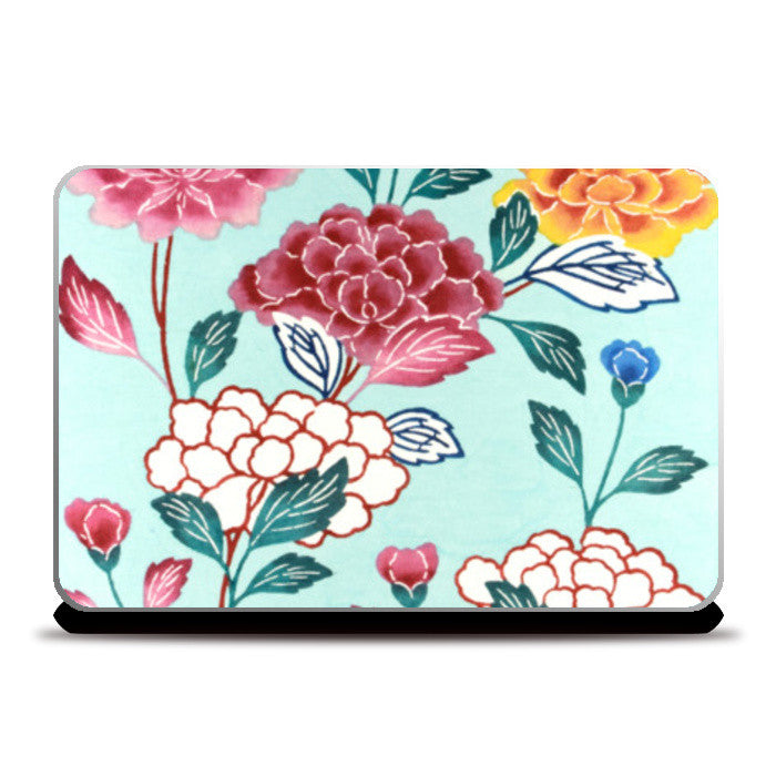 Bingata Panel with Tree Peonies by Mrs. Teruyo Shinohara and her pupils | Vintage Painting Laptop Skins