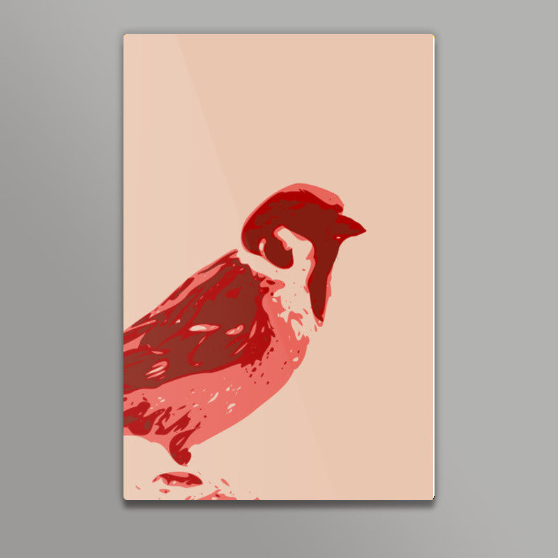 Abstract Sparrow Red Wall Art