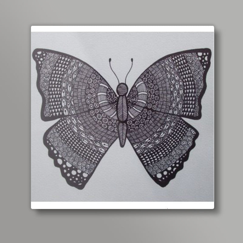 Zentangle Butterfly Square Art | Jasmine Kaur Lotey