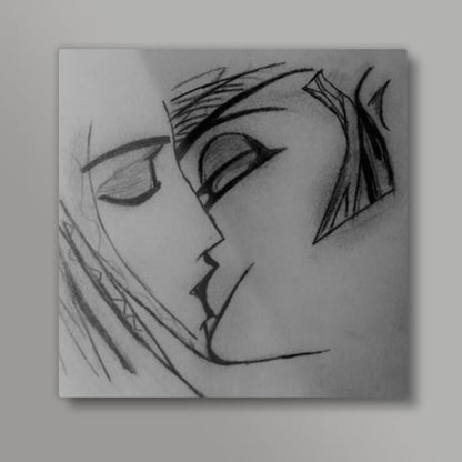 Kiss | Pencil Sketch Square Art Prints