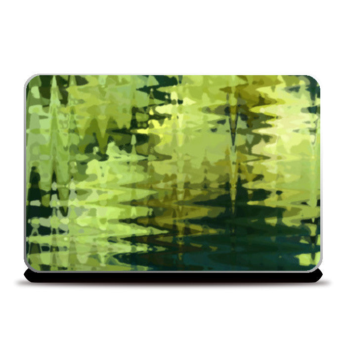 Laptop Skins, Abstract Green Zigzag Waves Art Design  Laptop Skins