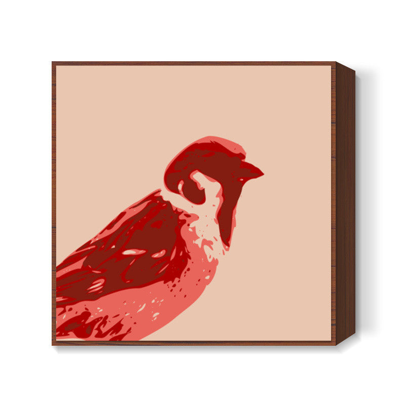 Abstract Sparrow Red Square Art