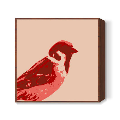 Abstract Sparrow Red Square Art