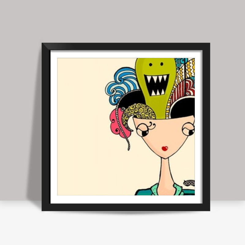 A thoughtful mind Square Art Prints