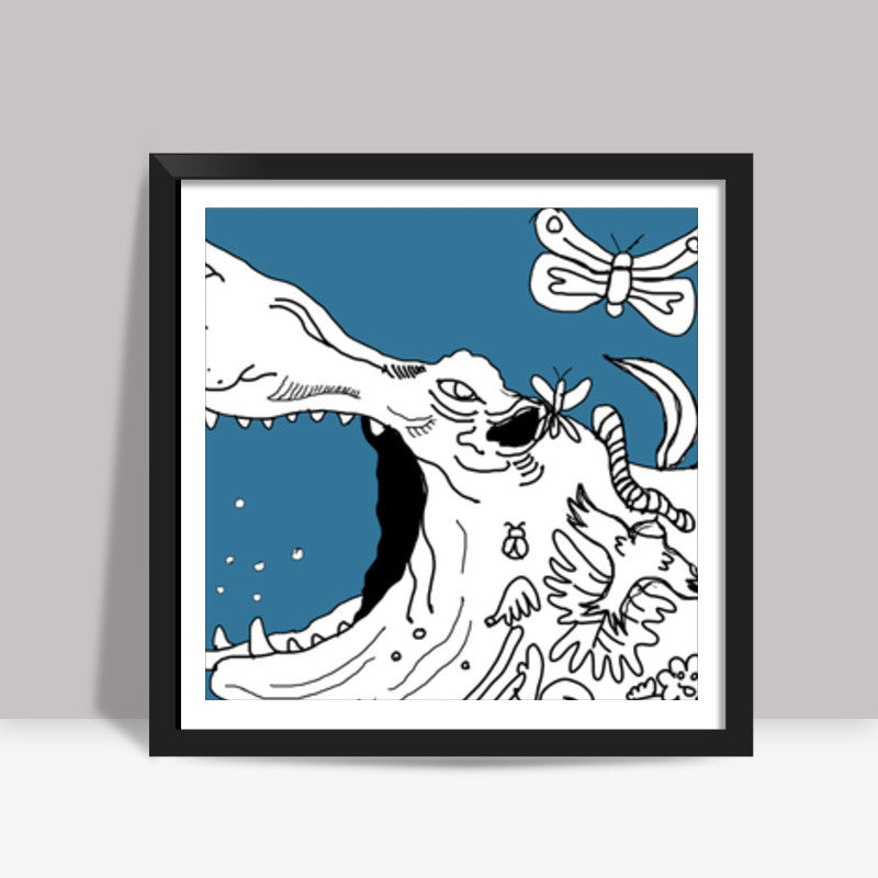 Hippopotamus Doodle Square Art Prints