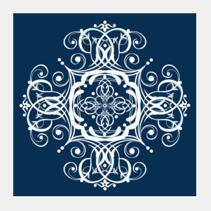 Square Art Prints, Blue Ornamental Decorative Design  Square Art Prints