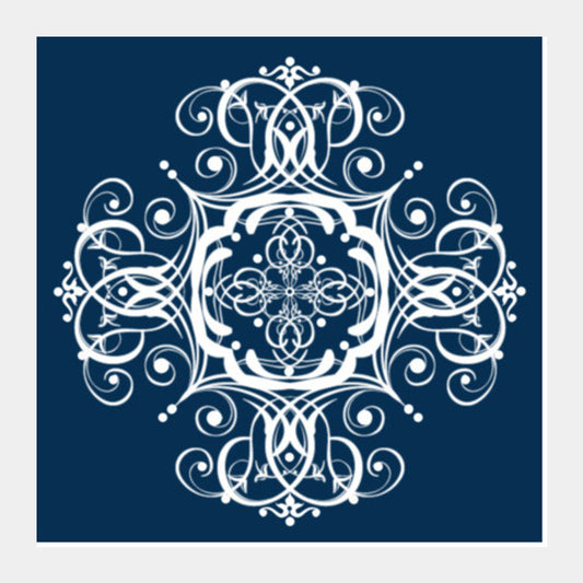 Square Art Prints, Blue Ornamental Decorative Design  Square Art Prints