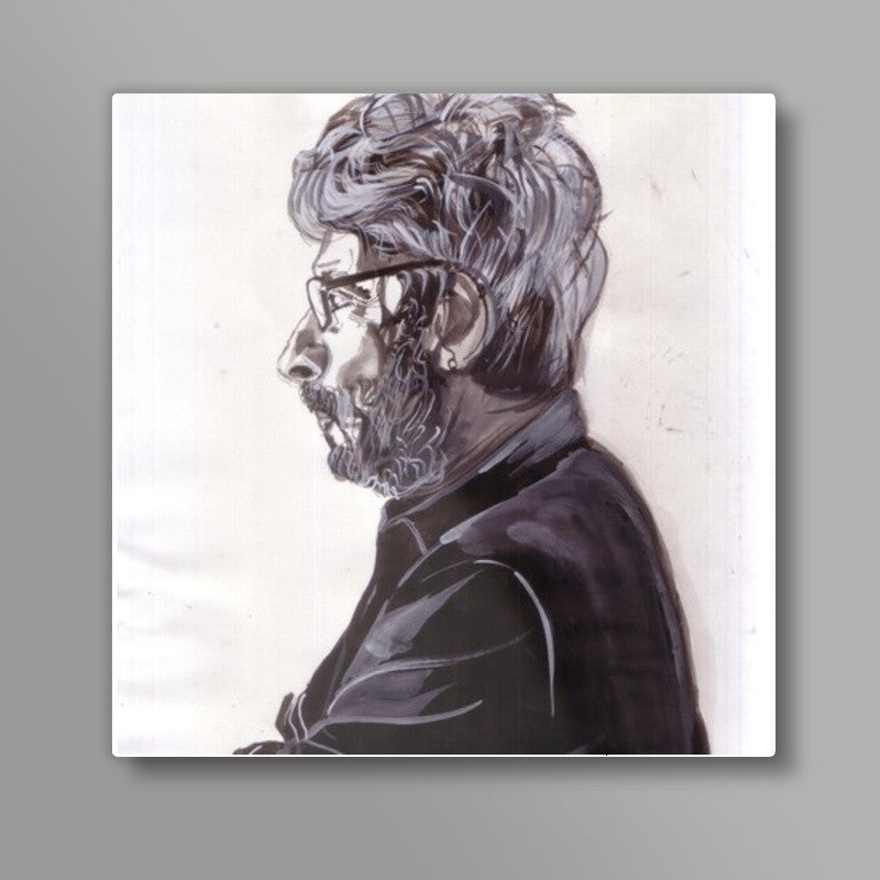 Sanjay Leela Bhansali is the man in black Square Art Prints