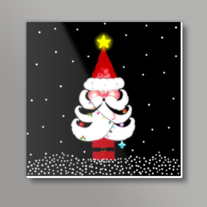 Santa tree Square Art Prints