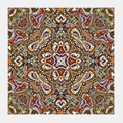 Colorful Abstract Folk Art Ornamental Background Design Square Art Prints