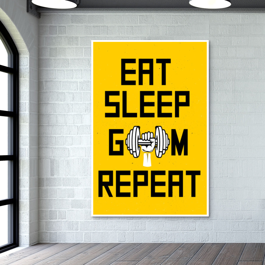Eat Sleep Gym Repeat II Canvas Wall Art by Durro Art