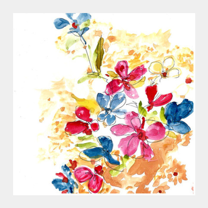 Square Art Prints, Flower Painting Square Art Prints