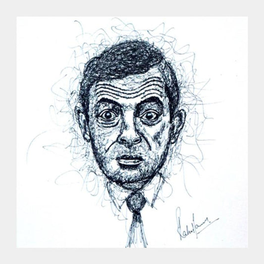 PosterGully Specials, Mr Bean Scribbling Square Art Prints