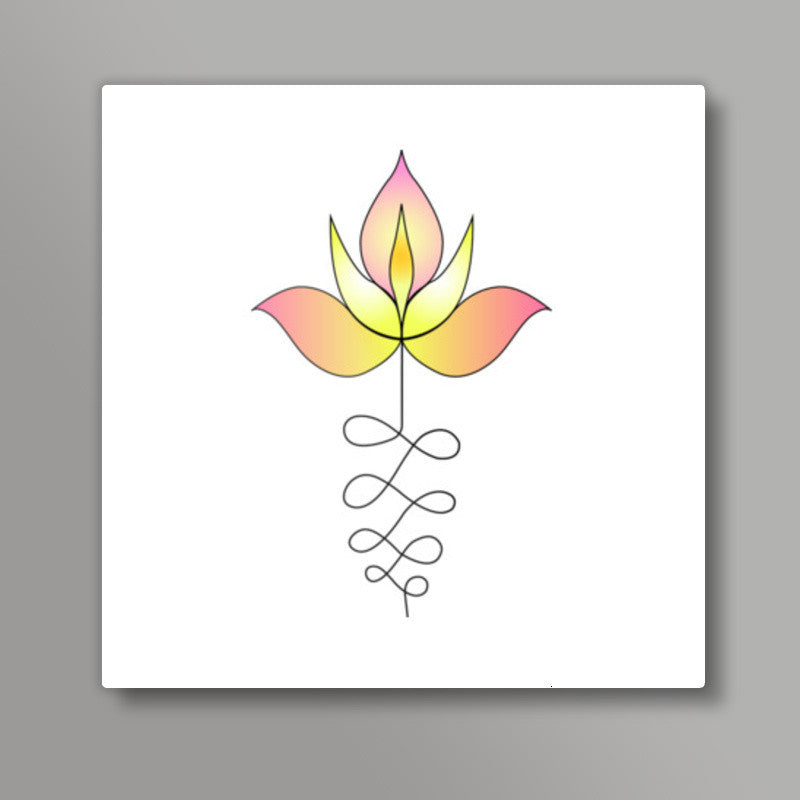 Lotus Unalome Square Art Prints