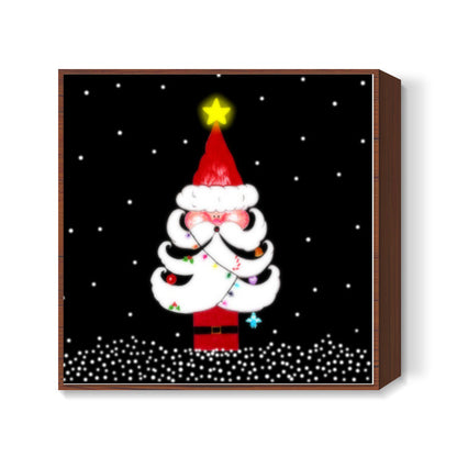 Santa tree Square Art Prints