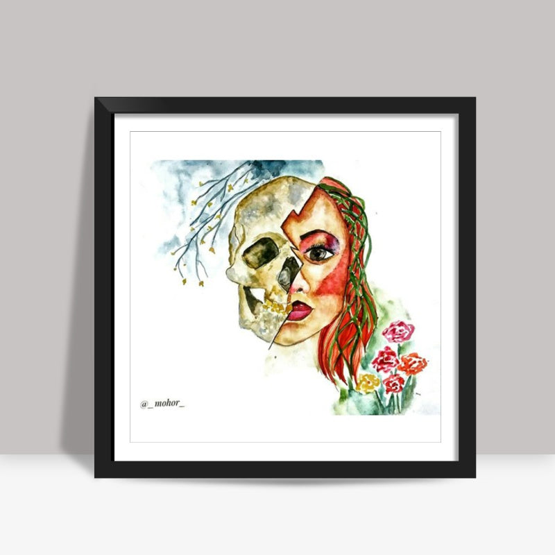 Illustration Art : we all have our dark side Square Art Prints