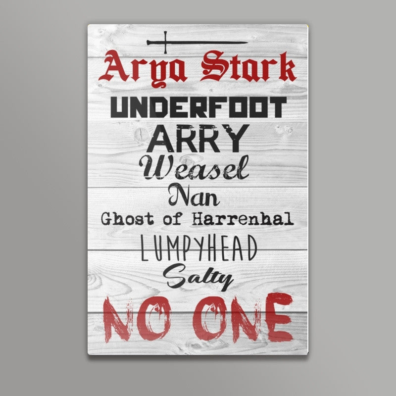 Many names of Arya Stark Wall Art